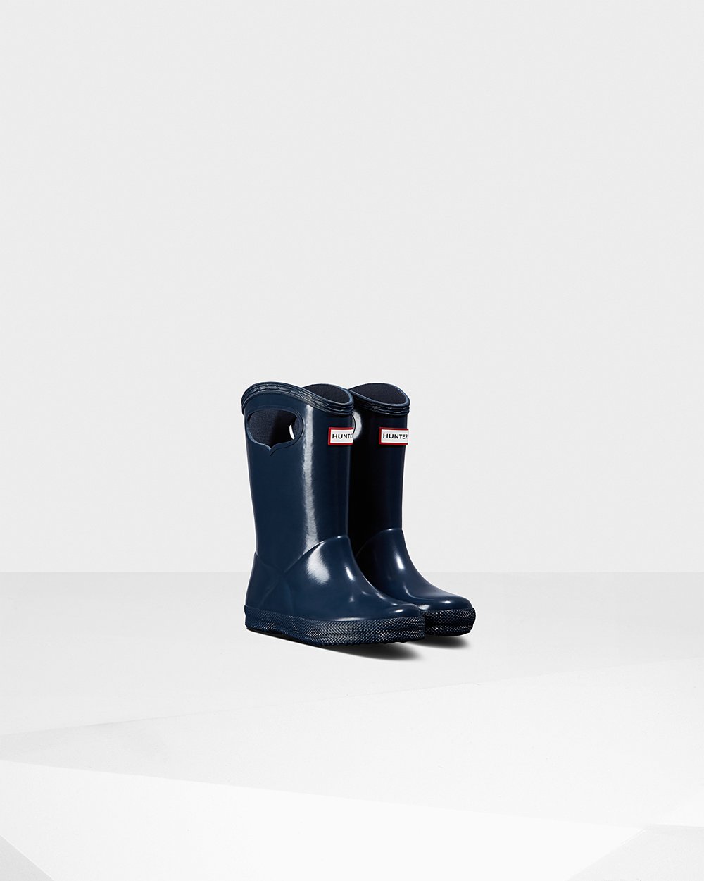 Kids Hunter Original First Classic Grab Handle Gloss | Rain Boots Navy | NZ-48612-ZFJP